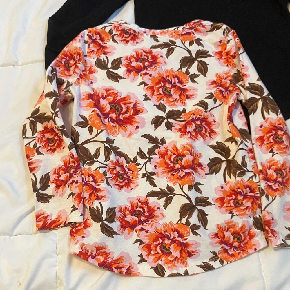 Set of Girls Floral and Black Long Sleeve Tops - Picture 4 of 6